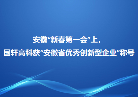 安徽“新春第一會(huì)”上， 國(guó)軒高科獲“安徽省優(yōu)秀創(chuàng)新型企業(yè)”稱號(hào)